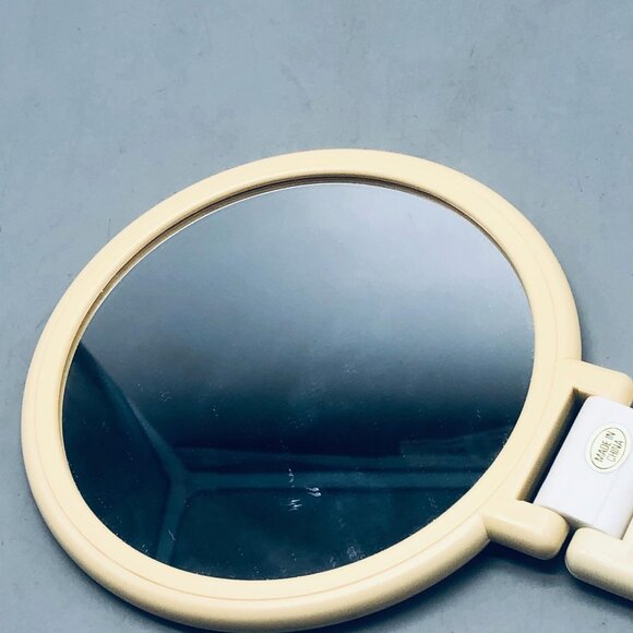 Ivory mirror free standing or hand held circle 2 sided 1 side magnified READ - Picture 6 of 7